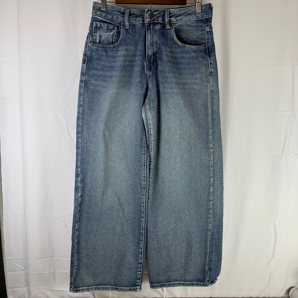 Rise Supply Co Wide Leg Jeans Women‎ Size 9 Blue Baggy High Rise NB8125-VBW-Y410